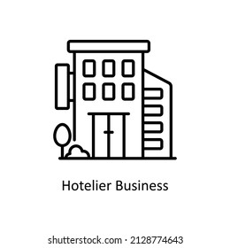 Hotelier Business vector outline icon for web isolated on white background EPS 10 file