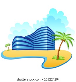 hotels and the beach - vector illustration