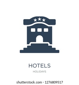 hotels icon vector on white background, hotels trendy filled icons from Holidays collection, hotels vector illustration