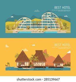 Hotels set vector illustration