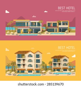 Hotels set vector illustration