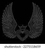 hot-fix transfer, big rhinestone  with heart and wings design applique for apparel