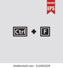 Hotkeys "Ctrl + F" for gaming and programmisolated on grey background.Vector illustration.