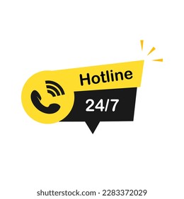 Hotline 24 hours 7, logo template illustration