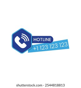 Hotline button design with Phone number and call sign