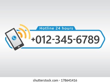 Hotline Cell Phone Icon With Number Design For App Or Website. Vector Illustration