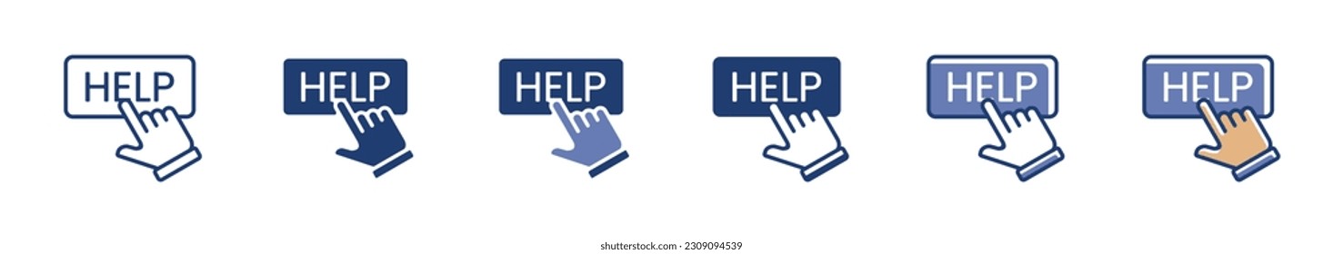 hotline help support icon, hand pointer click on help button sign vector illustration