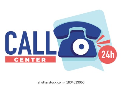 Línea directa o servicio de asistencia, ayuda y asistencia las 24 horas del día a clientes y clientes. Banner aislado con teléfono. Asistencia del centro de llamadas en preguntas, consultas y comunicación, vector de tipo plano