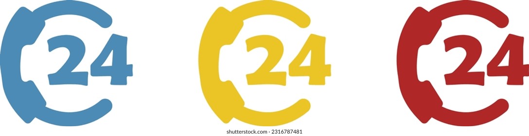 icono de línea directa, 24 7, en fondo blanco, ilustración vectorial