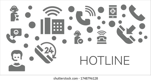 hotline icon set. 11 filled hotline icons.  Simple modern icons such as: Operator, Phone, Phone call