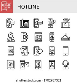 Hotline-Icon-Set. Sammlung von Smartphone, Telefon, Kundendienst-Agenten-Symbole