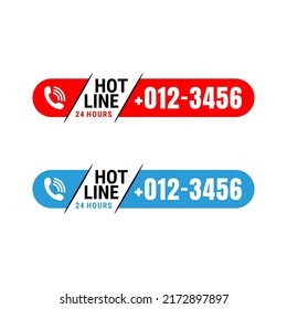 hotline icon vector with phone contact number template. vector illustration.