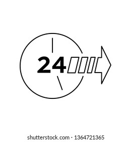 Hotline line icon. Call center linear illustration. Helpline, helpdesk. 24 hours support. Round the clock help. Customer assistance. Vector outline drawing. Isolated contour symbol