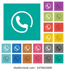 Hotline multi colored flat icons on plain square backgrounds. Included white and darker icon variations for hover or active effects.