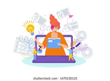 Hotline operator advises client. Girl in the call center service support answers customer questions. Online global technical support.