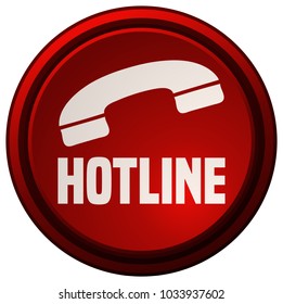 Hotline Phone Red Round Button. 
