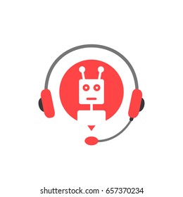 hotline service with chatbot assistant. concept of robotic manager 24/7 on line or web question of client experience. flat style trend modern logotype graphic design isolated on white background