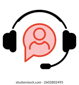Hotline support icon with headphones. Call center, customer consultation, and user assistance concept. Customer service emblem for e commerce and business support.