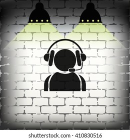 Hotline support service with headphones.