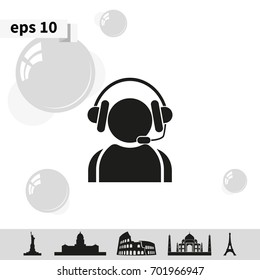 Hotline support service with headphones.