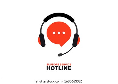 Hotline support service with headphones. Call center, hotline concept of client network for ecommerce and user consultation. Customer Support, Consultation, consultant, secretary. Support service Icon