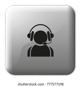 Hotline support service with headphones flat vector icon.