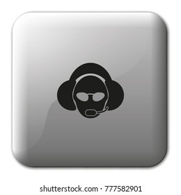 Hotline support service with headphones flat vector icon.