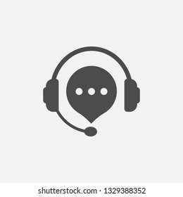 hotline support service with headphones icon isolated on white background. Vector illustration.