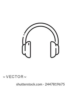 hotline support service icon, headphone icon, thin line symbol isolated on white background, editable stroke eps 10 vector illustration