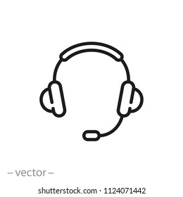 hotline support service icon, headphones line sign - vector illustration eps10