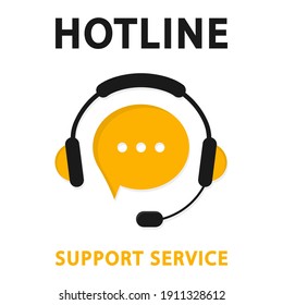 Hotline support service. Online support service with headphones. Call center 24-7 Consultation concept, e-commerce, live marketing, all day hotline. Tech support. Support service for user consultation