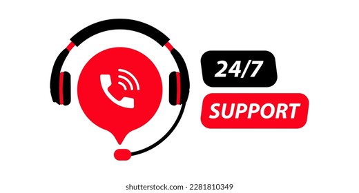 Hotline support service. Tech support symbols. Call center, hotline client consultation. Support service symbols. Consultation, consultant, secretary. Vector illustration