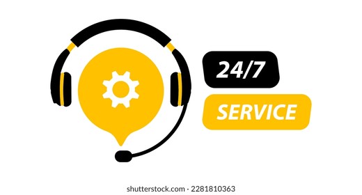 Hotline support service. Tech support symbols. Call center, hotline client consultation. Support service symbols. Consultation, consultant, secretary. Vector illustration