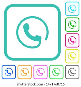 Hotline vivid colored flat icons in curved borders on white background
