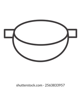 Hotpot Icon Depicting a Cooking Pot in Black and White