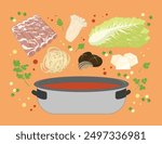 HotPot Ingredients vector illustration Set
