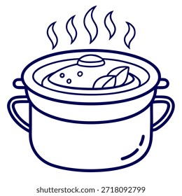Vector de arte de línea de olla caliente sobre fondo blanco.