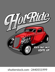 Hotride Diseño de ilustración de coche retro