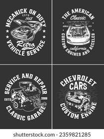 hotrod custom car engine vector t-shirt design bundle. vintage vector t shirt graphic.