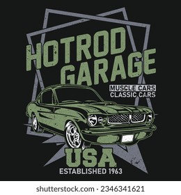 Hotrod garage t shirt design template 