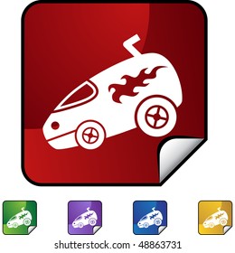 Hotrod Van web button isolated on a background.