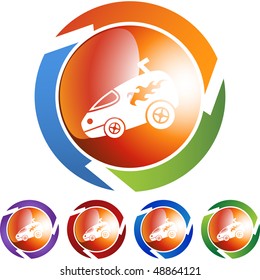 Hotrod Van web button isolated on a background.