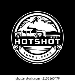 Hotshot trucking delivering mountain logo design vector illustration