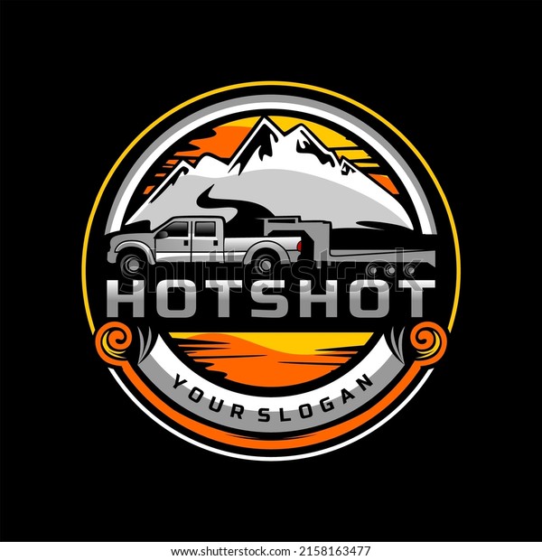 Hotshot trucking delivering mountain logo\
design vector\
illustration