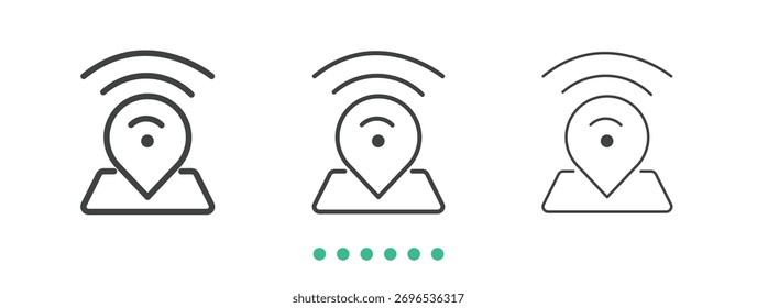 Icono de Locaciones de hotspot. Vector de icono de línea delgada