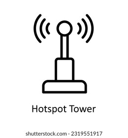 Hotspot Tower  Vector  outline Icon Design illustration. Network and communication Symbol on White background EPS 10 File
