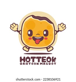 Hotteok cartoon mascot. korean food vector illustration. isolated on a white background