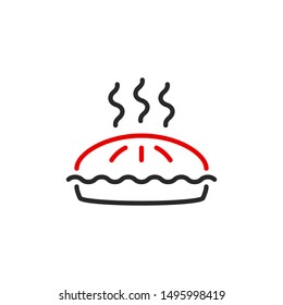 hotter birthday cake outline flat icon. Single high quality outline logo symbol for web design or mobile app. Thin line sign design logo. Black and red icon pictogram isolated on white background