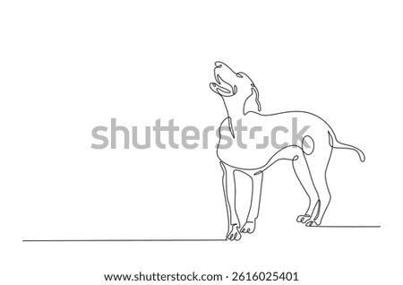Hound dog in continuous one line drawing. Single line art illustration of adorable dachshund dog. Editable vector.