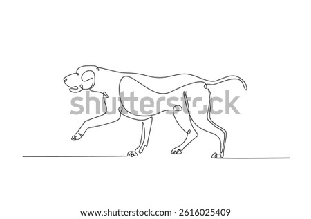 Hound dog in continuous one line drawing. Single line art illustration of adorable dachshund dog. Editable vector.